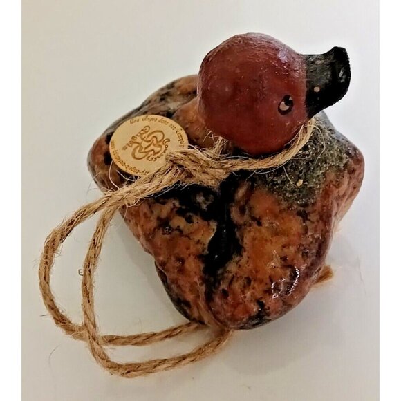 Rustic Duck Bird Decoy Figure Small Country Angels Cottage Decor Rock Form - Picture 4 of 11